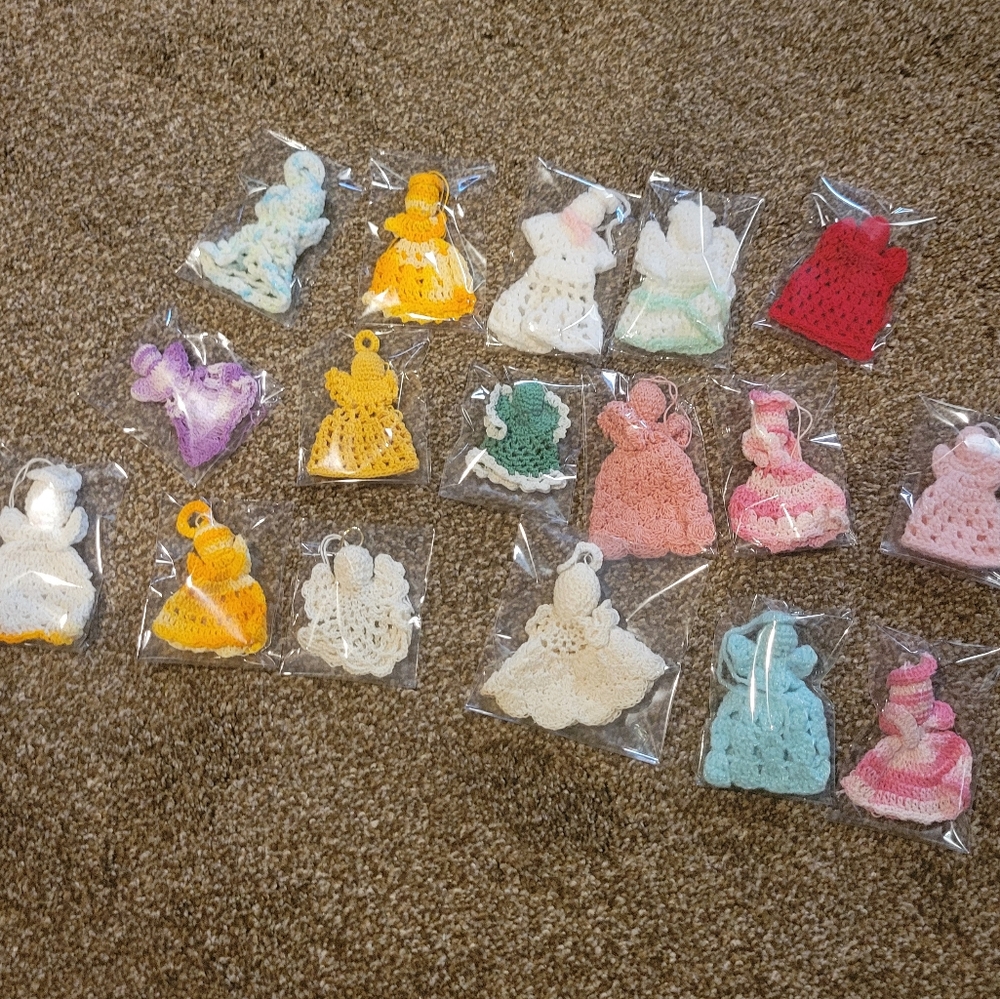 Handmade Crochet Angel Ornaments - Multicolor Set